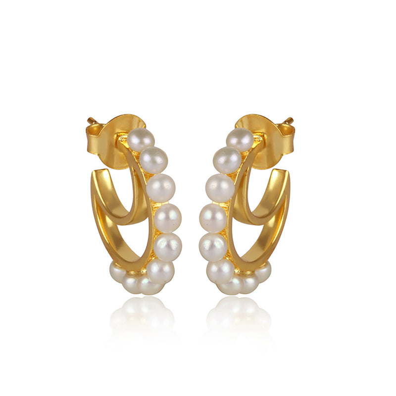 Buy PolluxCraft Korean Earrings for Girl and Women /Gold Plated White Pearl  Earrings Online at Best Prices in India - JioMart.